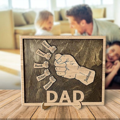 Personalized Fist Bump Sign Home Decor Wood Frame for Father's Day