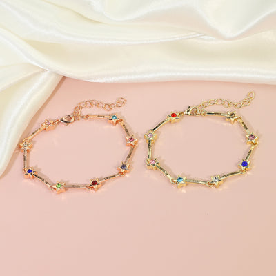 Mother's Day Gift Star Bracelet with Family Names and Birthstones