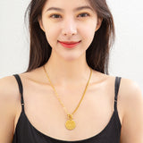Mother's Day Gift Custom Engraved Vintage Brass Flat Disc Pendant