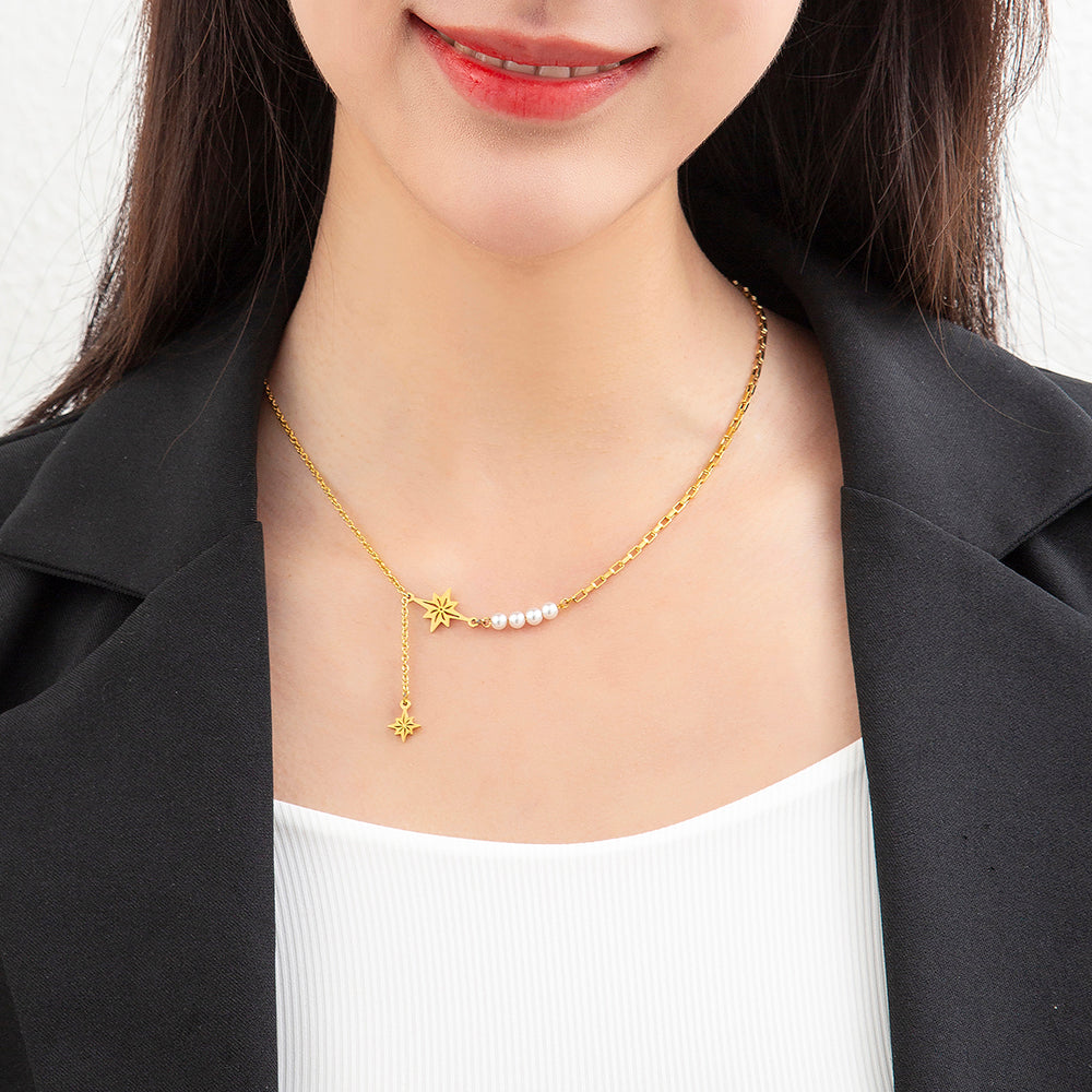 Mother's Day Gift Eight-pointed star tassel pendant necklace