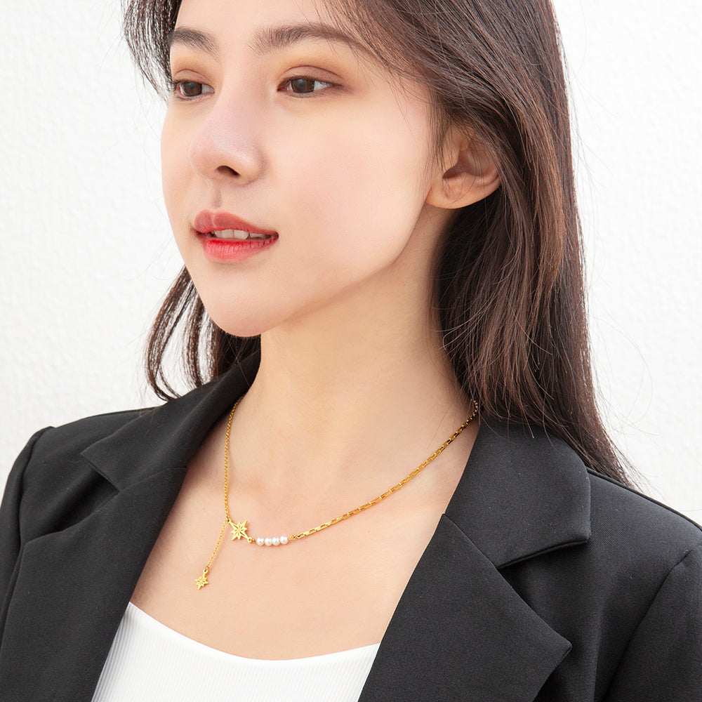 Mother's Day Gift Eight-pointed star tassel pendant necklace
