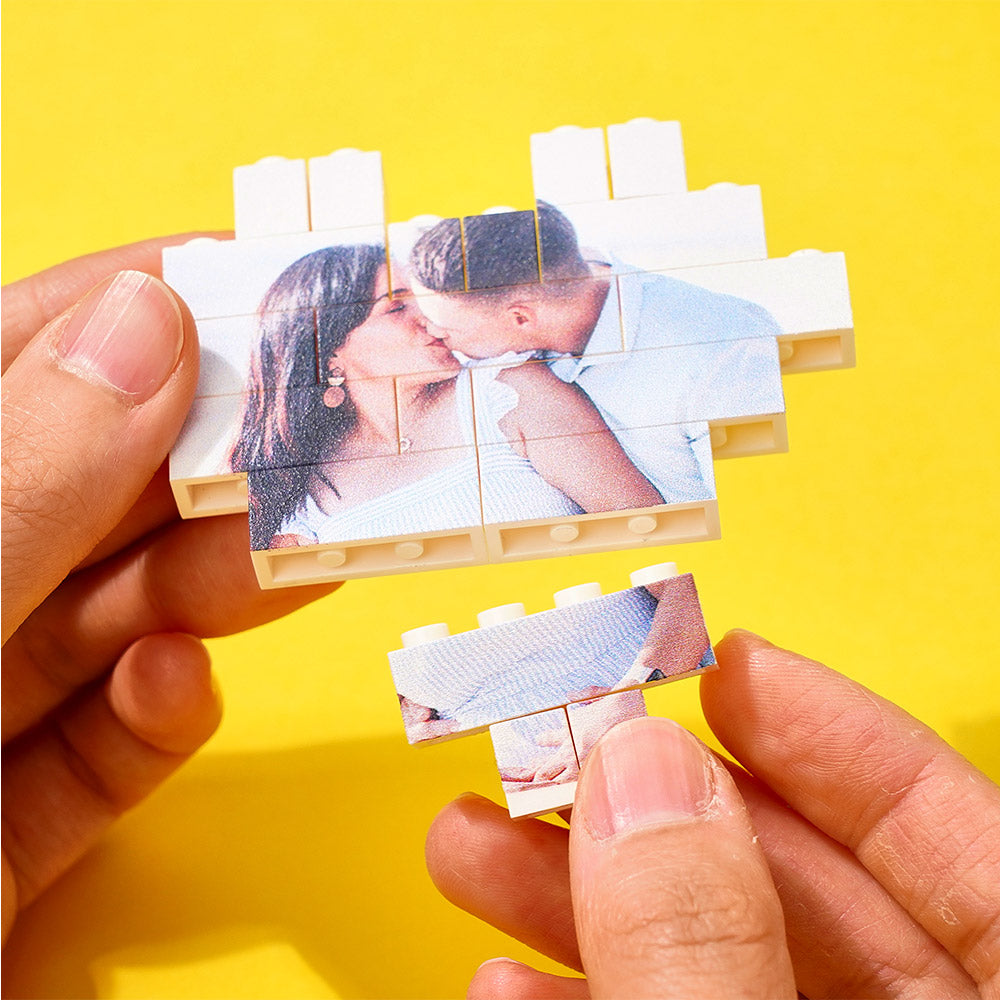 Gifts for Her Custom Building Brick Personalised Photo Block Heart Shaped