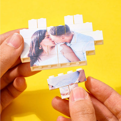 Gifts for Her Custom Building Brick Personalised Photo Block Heart Shaped