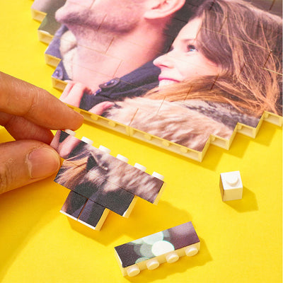 Gifts for Her Custom Building Brick Personalised Photo Block Heart Shaped