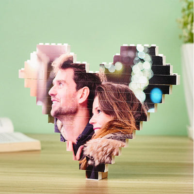 Gifts for Her Custom Building Brick Personalised Photo Block Heart Shaped