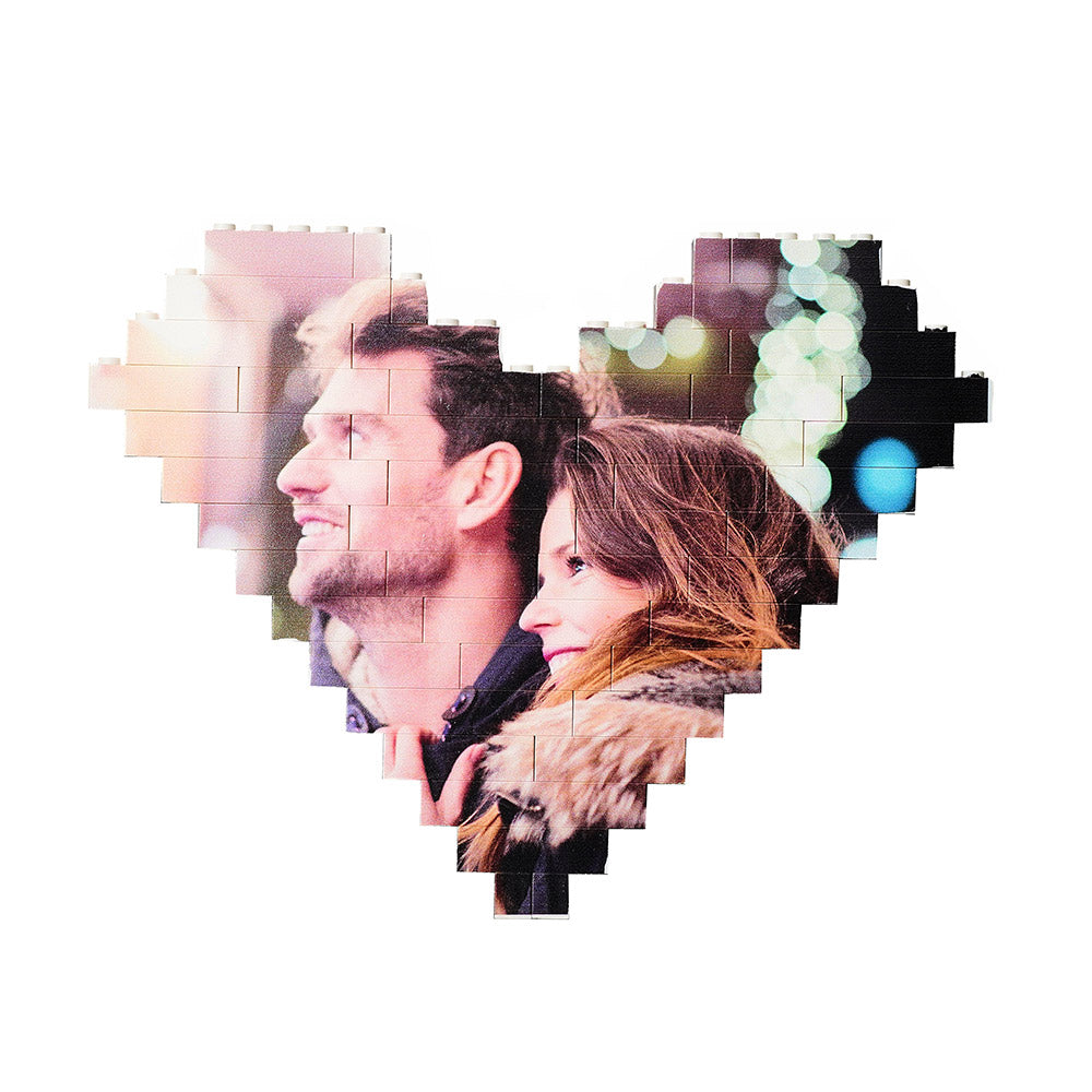 Gifts for Her Custom Building Brick Personalised Photo Block Heart Shaped