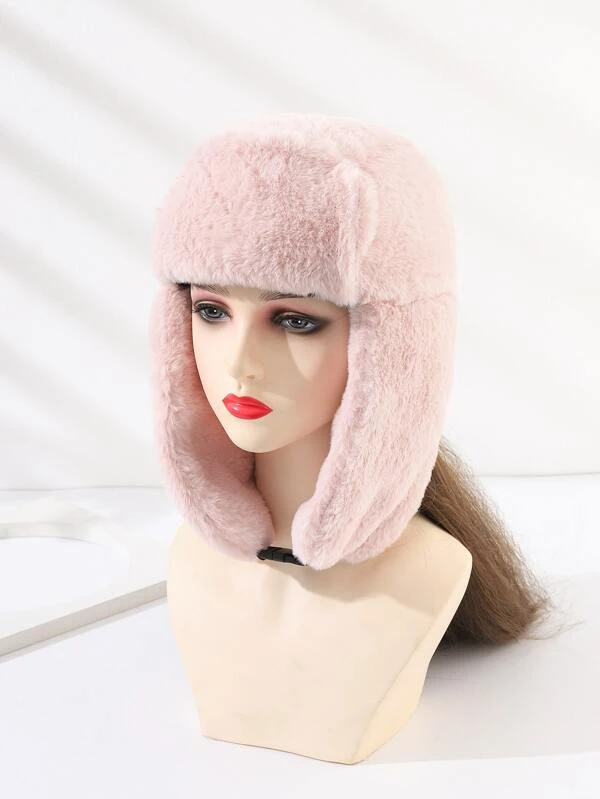 Solid Fluffy Trapper Hat