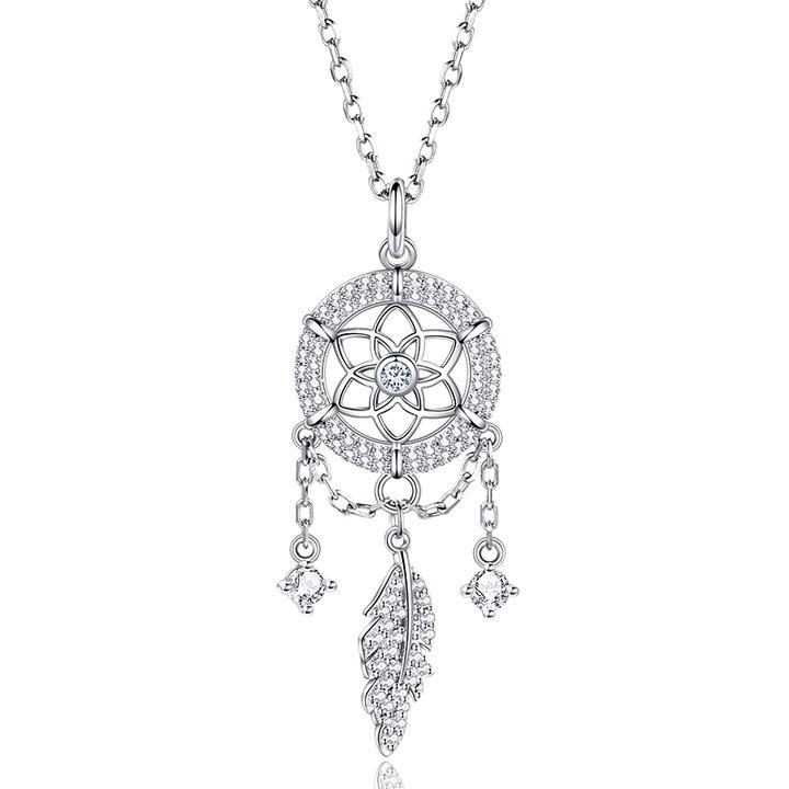 Mother's Day Gift "Dreamcatcher" Crystal Halo Round Cut Necklace