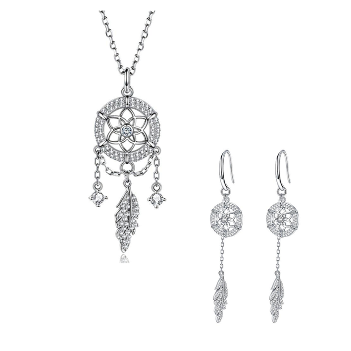 Mother's Day Gift "Dreamcatcher" Crystal Halo Round Cut Necklace