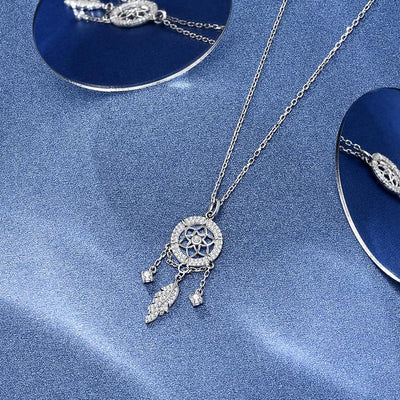 Mother's Day Gift "Dreamcatcher" Crystal Halo Round Cut Necklace