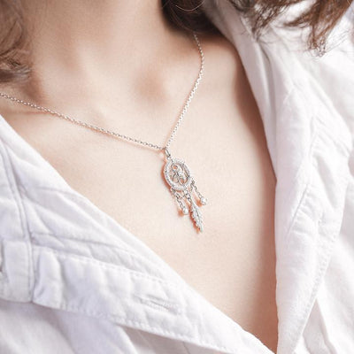 Mother's Day Gift "Dreamcatcher" Crystal Halo Round Cut Necklace