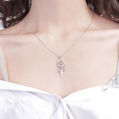 Mother's Day Gift "Dreamcatcher" Crystal Halo Round Cut Necklace