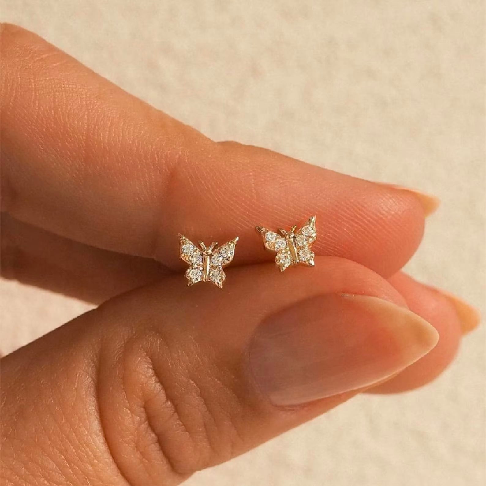 Small Butterfly Gem Earrings For Women