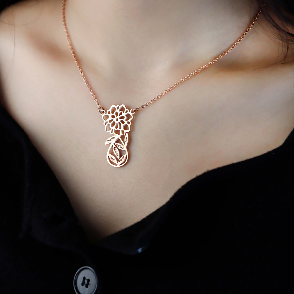 Mother's Day Gift Carnation Custom Name Necklace