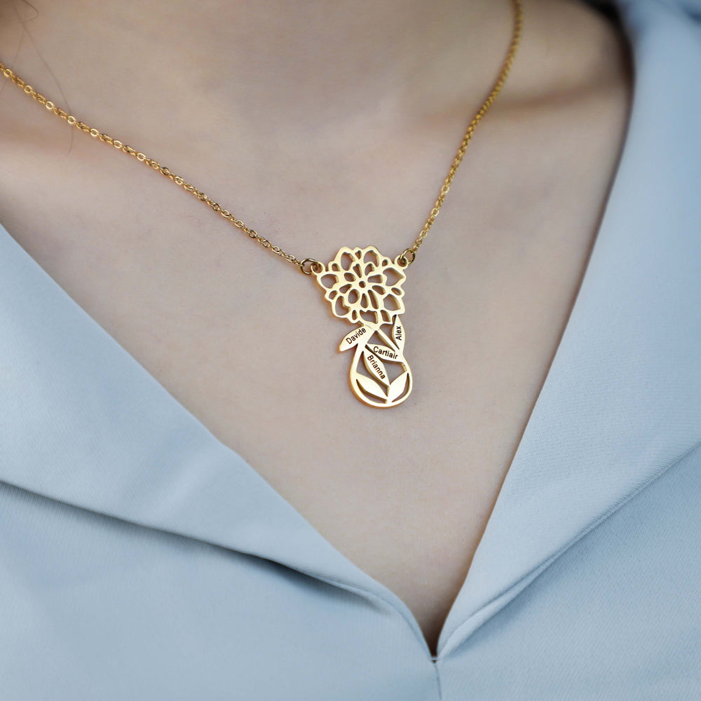 Mother's Day Gift Carnation Custom Name Necklace