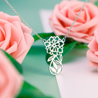 Mother's Day Gift Carnation Custom Name Necklace