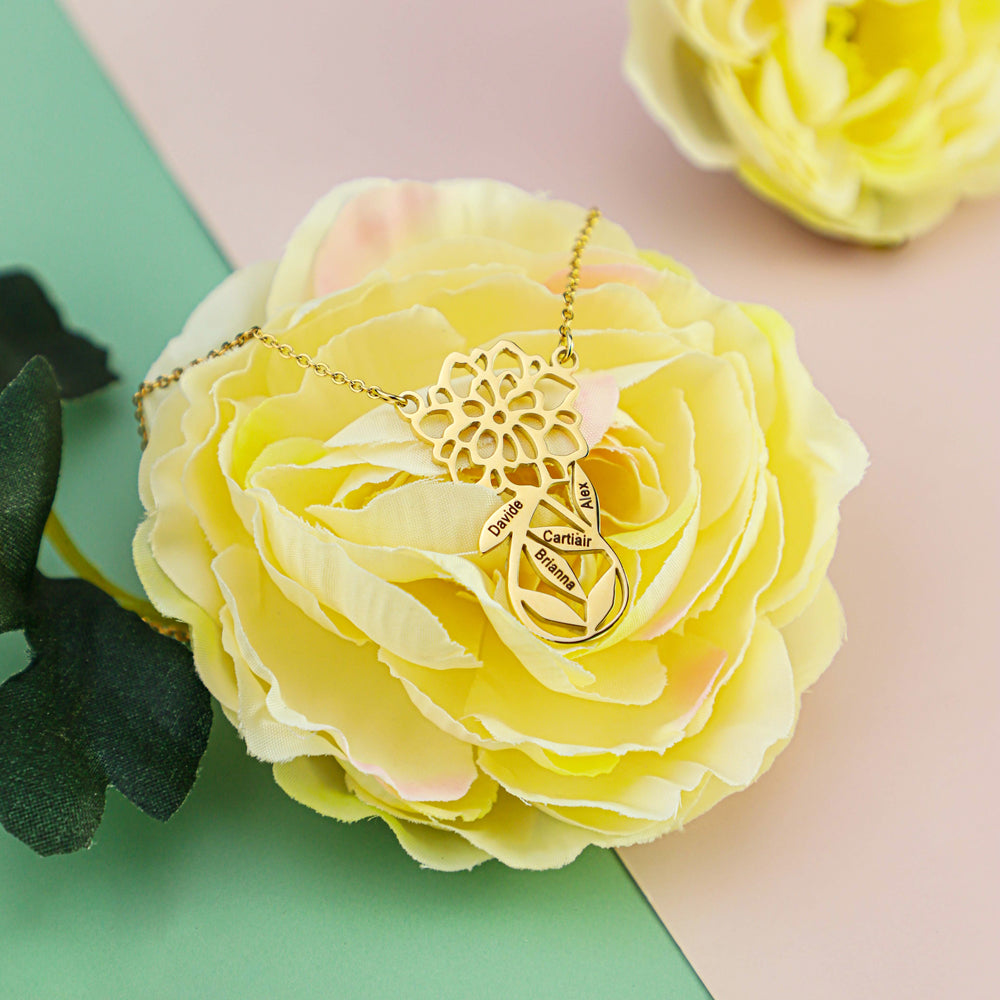 Mother's Day Gift Carnation Custom Name Necklace
