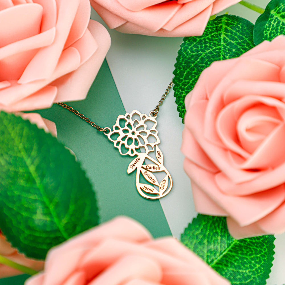 Mother's Day Gift Carnation Custom Name Necklace