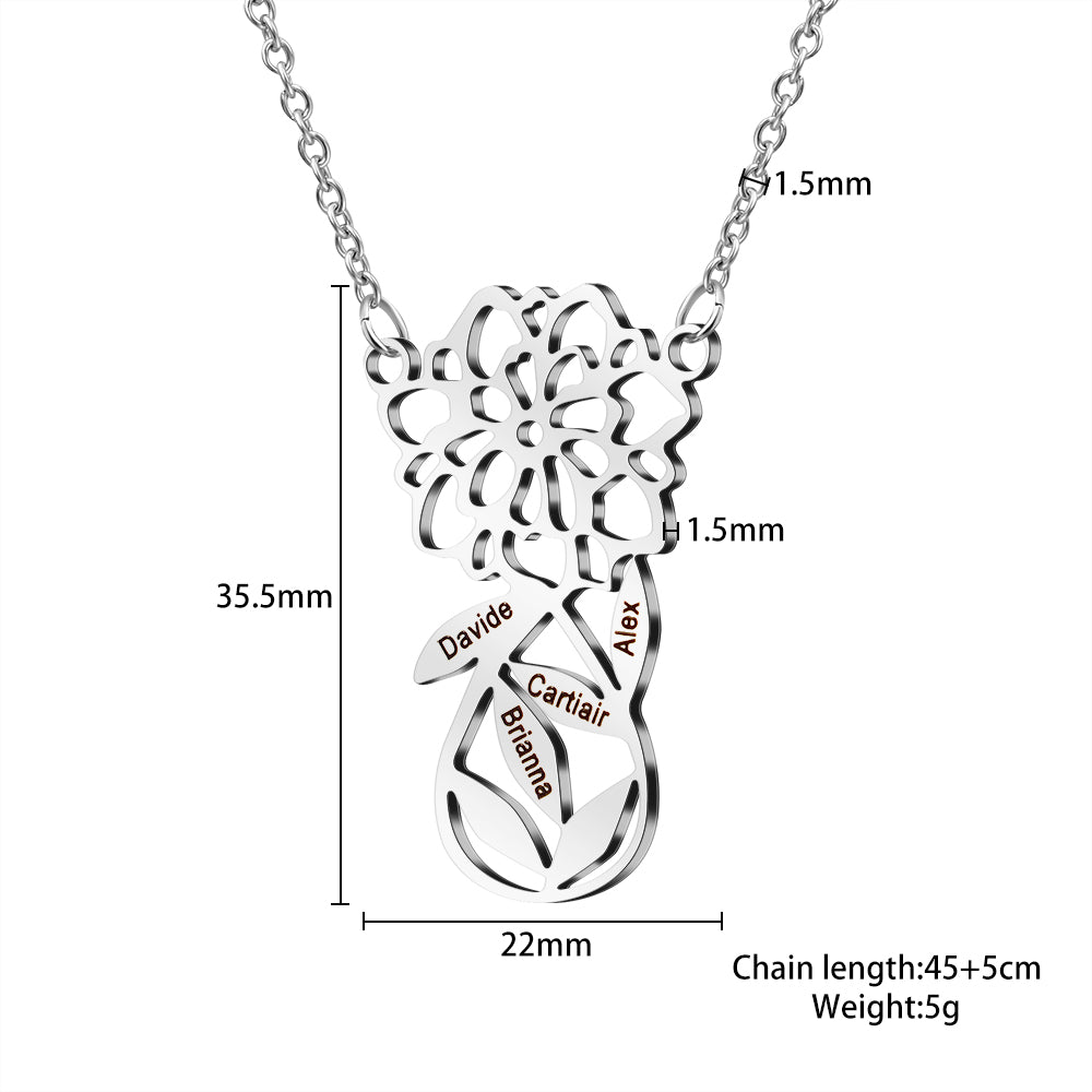 Mother's Day Gift Carnation Custom Name Necklace