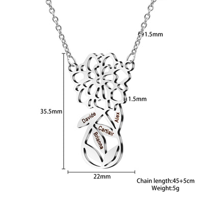 Mother's Day Gift Carnation Custom Name Necklace