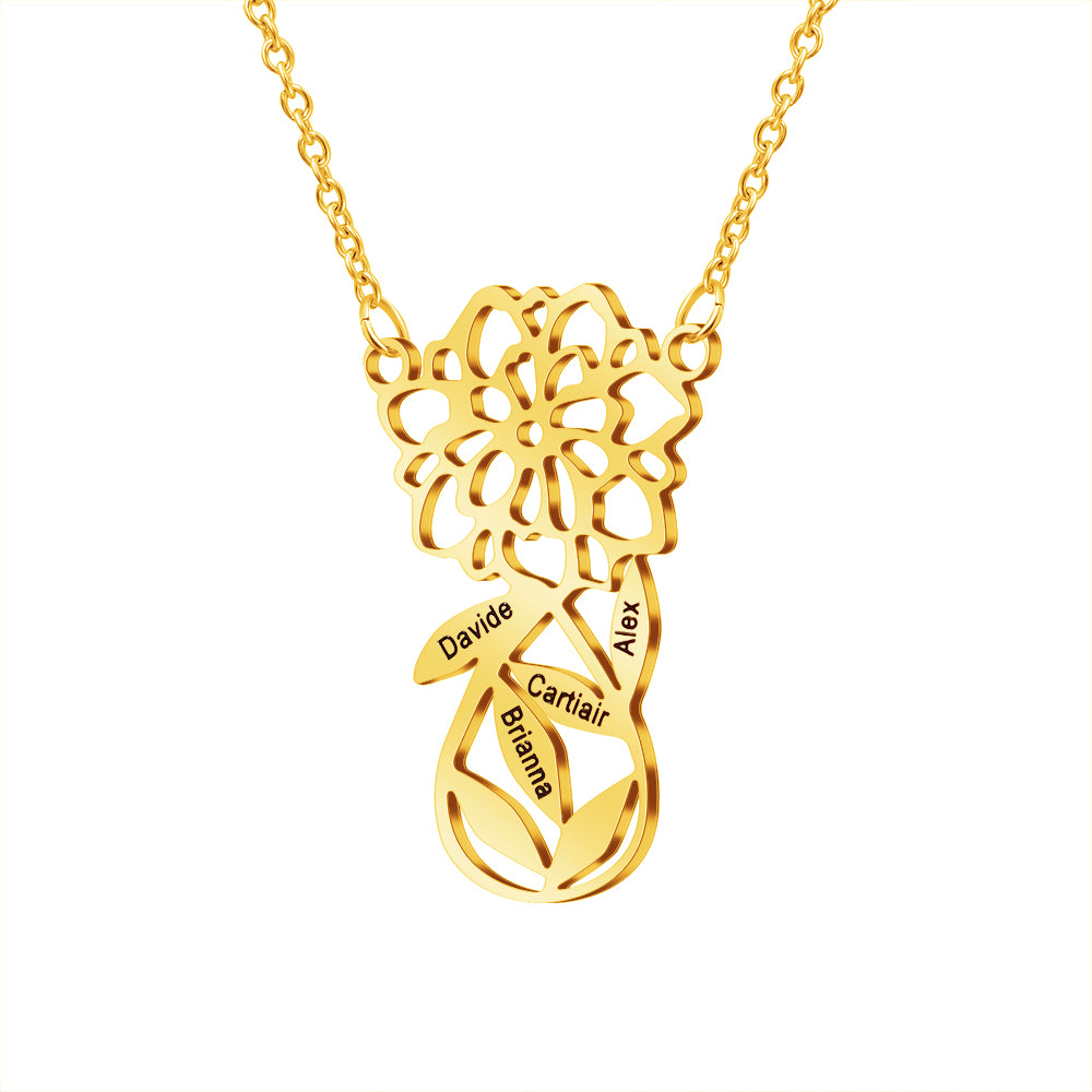 Mother's Day Gift Carnation Custom Name Necklace