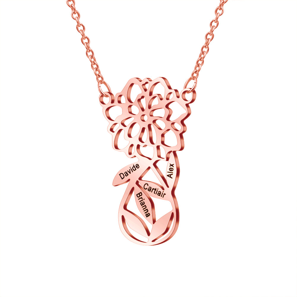 Mother's Day Gift Carnation Custom Name Necklace