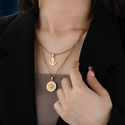 CHRISTMAS GIFT WOMENS COMPASS PENDANT NECKLACE