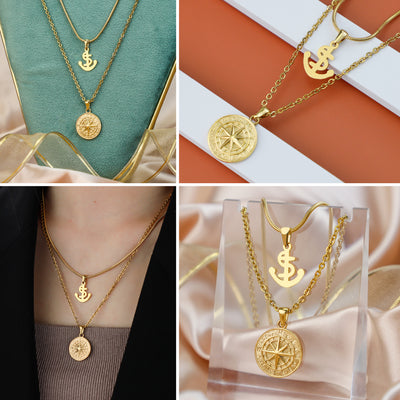 CHRISTMAS GIFT WOMENS COMPASS PENDANT NECKLACE