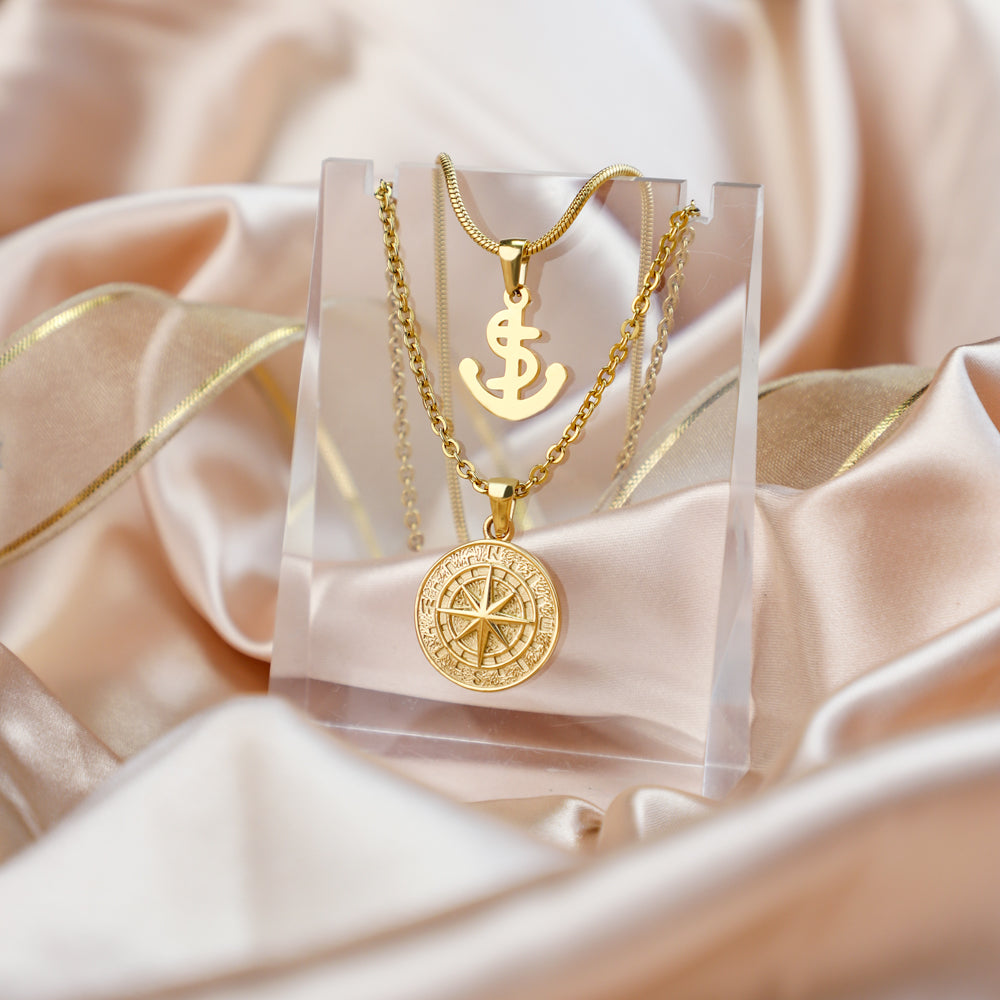 CHRISTMAS GIFT WOMENS COMPASS PENDANT NECKLACE