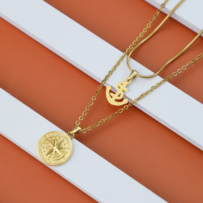 CHRISTMAS GIFT WOMENS COMPASS PENDANT NECKLACE