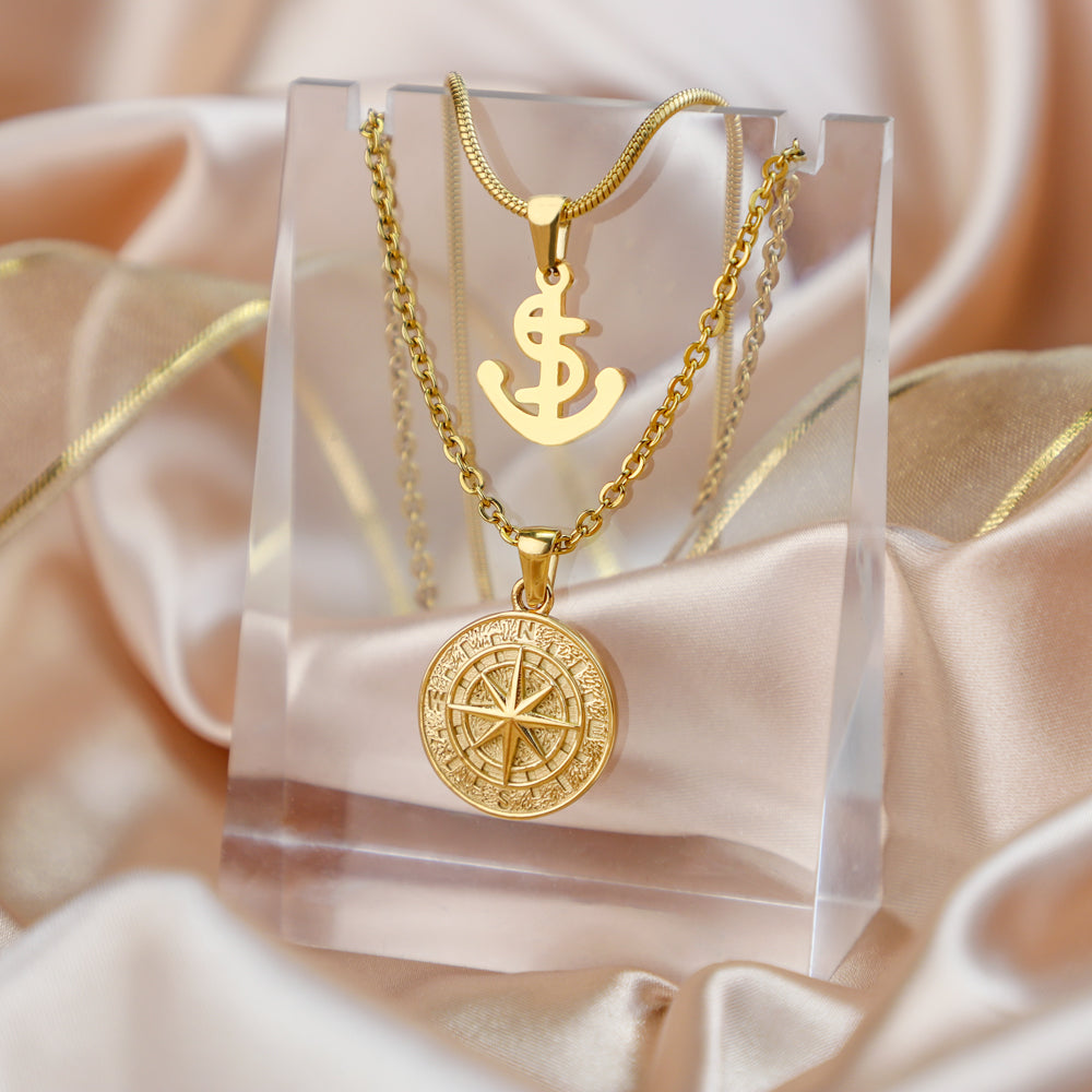 CHRISTMAS GIFT WOMENS COMPASS PENDANT NECKLACE