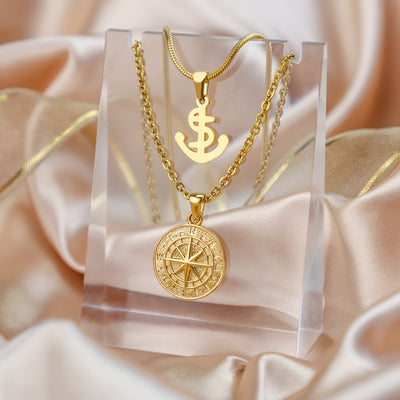 CHRISTMAS GIFT WOMENS COMPASS PENDANT NECKLACE