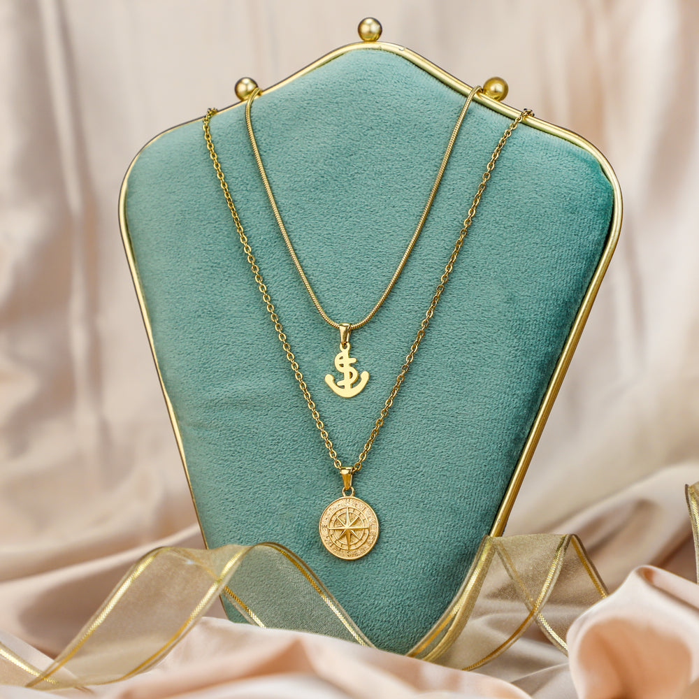 CHRISTMAS GIFT WOMENS COMPASS PENDANT NECKLACE