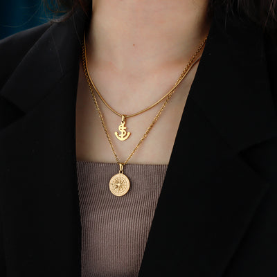 CHRISTMAS GIFT WOMENS COMPASS PENDANT NECKLACE