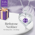 Christmas Gift Forever Love Heart Women Necklace Birthstone Pendant Necklace February - Amethyst Necklace MelodyNecklace