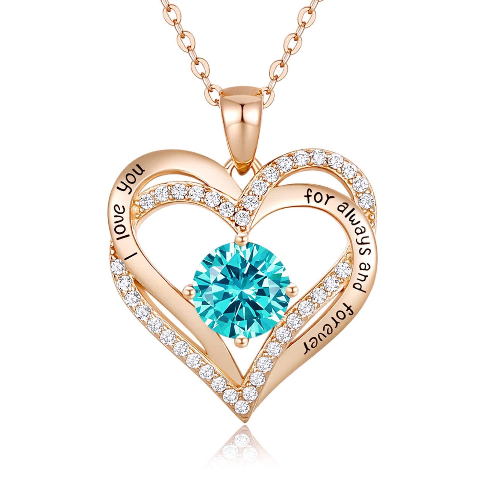 Christmas Gift Forever Love Heart Women Necklace Birthstone Pendant Necklace Necklace MelodyNecklace