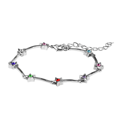 Mother's Day Gift Star Bracelet with Family Names and Birthstones