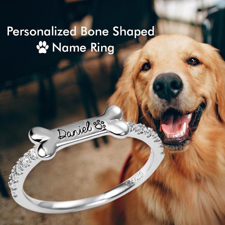 Mother's Day Gift Engraved Ear & Bone Shaped Pet Ring