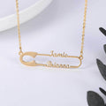 Safety pin necklace with name