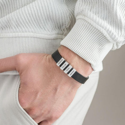 Father's Day Gift Genuine Cowhide Bracelet With Kids Name for Dad