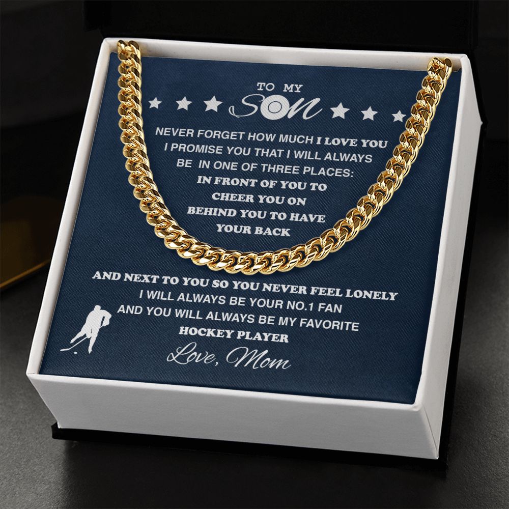 To My Hockey Son, From Mom - Cuban Link Necklace - Athlete's Gift Shop