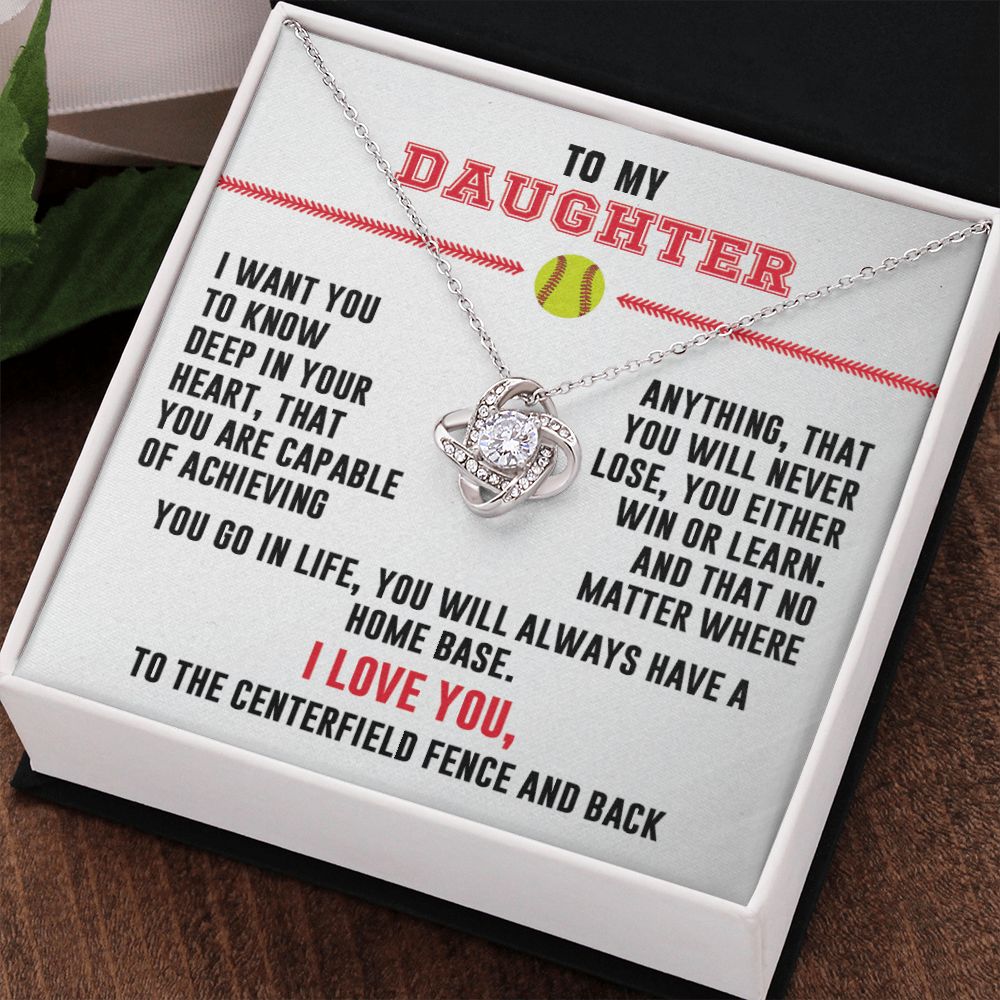 To My Softball Daughter - Love Knot Necklace - Athlete's Gift Shop